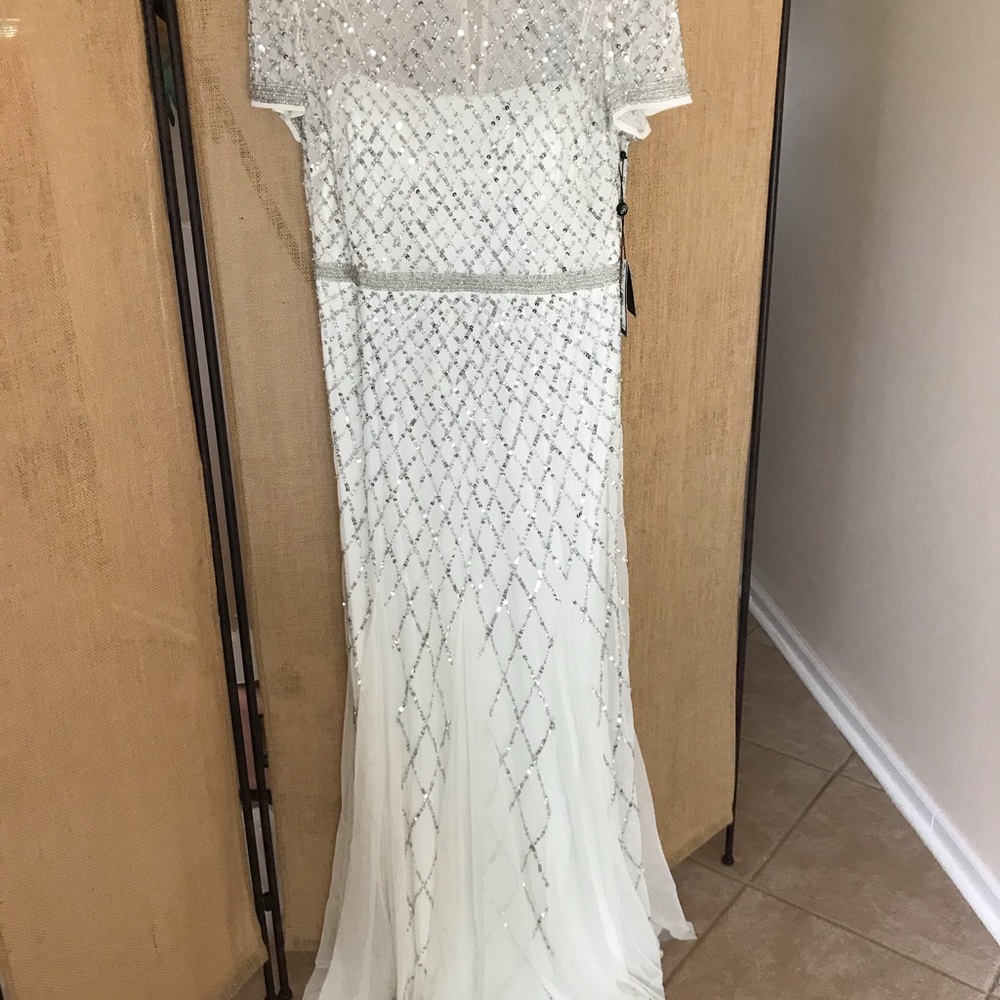 Adrianna Papell long silk beaded gown NWT